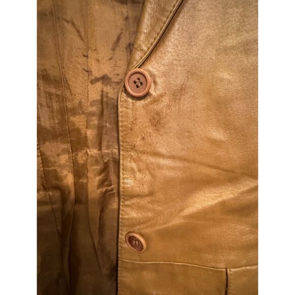 Vintage Chadwicks Womens Leather Blazer Size 12 Brown Single-Breasted Jacket Ful - Picture 5 of 7